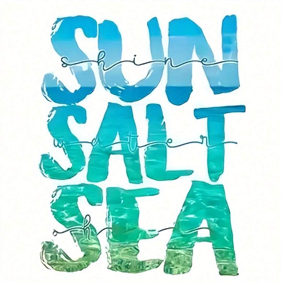 1片/2片/3片装夏日阳光与海盐热转印贴片，DIY熨烫可水洗贴纸，适用于T恤、牛仔裤、连帽衫、手提袋、枕头等。