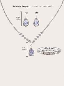 4pcs Jewelry Set, Shiny Necklace, Earrings & Bracelet Combo, Women's Evening Clutch, Flap Elegant Handbag, Romantic Wedding Style Bridal Bag, Formal Dance Party Clutch, Elegant Evening Gown Purse, Perfect For Party, Wedding, Prom, Gala Occasions, Suitable For Holiday Party Outfits - Silver - View 3