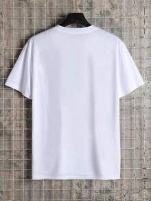 Camiseta Casual de Manga Corta Básica de Color Sólido y a la Moda para Hombre GRDR - Blanco - Ver 2