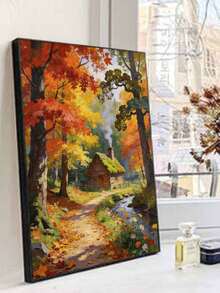 40x50cm/16x20in 秋季森林小屋 DIY 數位油畫手工藝 成人居家裝飾 節日禮物 - 40*50厘米 - 查看 2