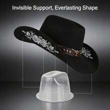 Women Men Embroidery Cowgirl Hat Wide Brim Cattle Head Belted Wool Hat Felt Jazz Cap For Party With Cap Support To Prevent Deformation - 卡其色 - 查看 9