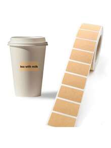 100p Cs/ Roll Kraft Paper Label Paper Roll Self-Adhesive Writable Classified Packaging Label Kraft Paper Label Sticker, Self-Adhesive Label Sticker, Roll Packaging, Handwriting, Classification, Easy To Tear Off, Self-Adhesive Paper. - Kraft Paper Sealing Sticker - View 3