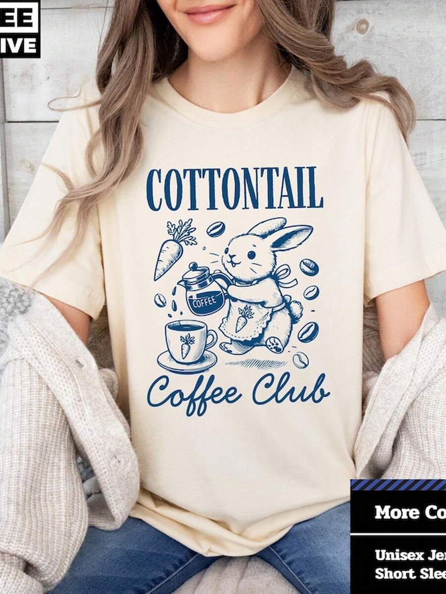 Cottontail Coffee Club T1S1Hirt, Cute Bunny T1S1Hirt, Spring A1parel, Easter Gift, Coffee Lover S1Hirt, UniS1ex Graphic T1S1Hirt