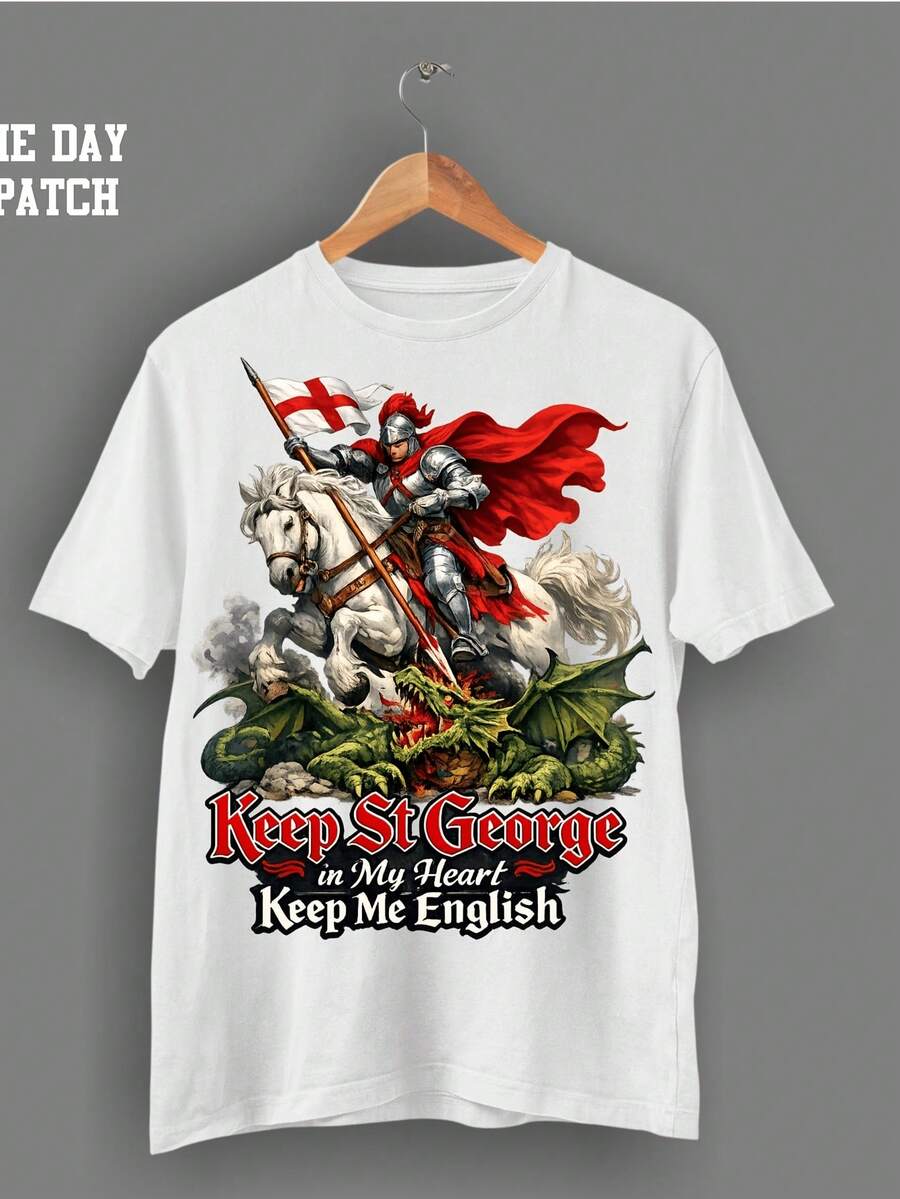 ST George T Shirt England's Saint George T-Shirt Drag Slayer Shirt - White - View 1