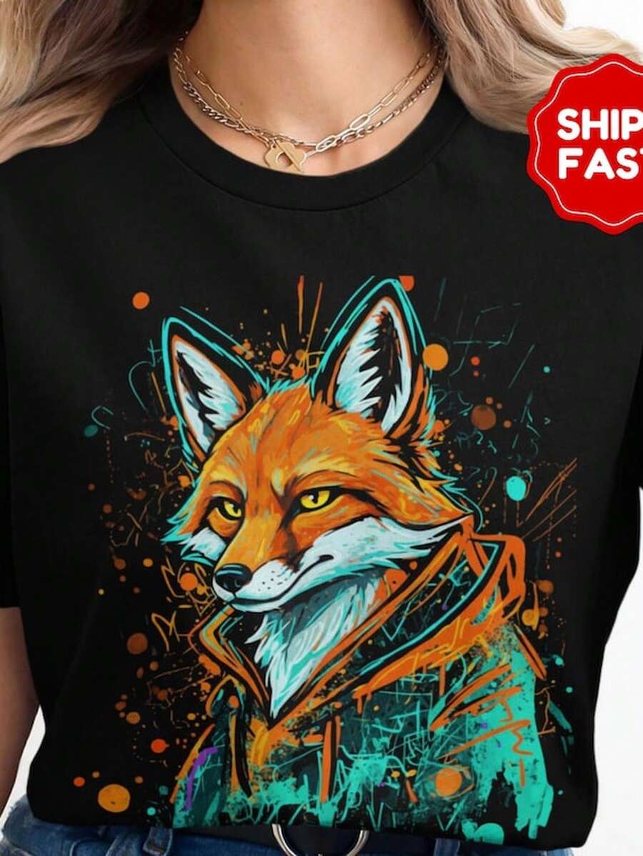Zorro urbano T1S1Hirt, Sweahir, Long eeves, Youth T1EEs, Modern Animal Design, Colorful Graphic A1parel, Streetwear StY1Le, Artistic Fox.