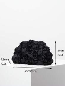 (Random Pattern) Women's Clutch Bag, Floral Pattern, Suitable For Evening Party, Prom, Wedding, Elegant Ladies Wallet, Gift For Women - Black - View 8