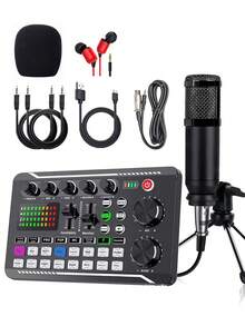 Kit Mikrofon Kondensor BM800 + Kartu Suara F998, Cocok untuk Perekaman Komputer, Obrolan Suara Game, Pengambilan Sampel Berkualitas Tinggi, Penggunaan di Rumah, Juga Hadiah Ideal untuk Ulang Tahun, Natal, Thanksgiving, Tahun Baru - XLR - View 13