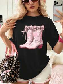 Dam-T-shirts - Svart - Visa 1