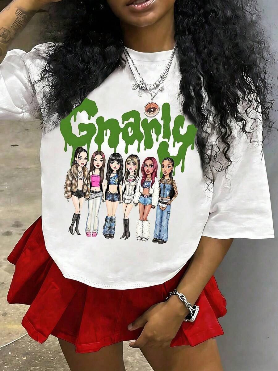 Katseye Music T-Shirt, Katseye K-Pop Graphic T-Shirt, Katseye Beautiful Chaos T-Shirt - Comfortable Crew Neck, Elastic Fit, Stylish And Versatile, Machine Washable, All-Season Clothing For Boys And Girls Ages 5-14, Perfect For Everyday Wear, School Clothes, Family Gatherings, Birthday Parties - Ideal Gift For Fans And Kids - 酒紅色 - 查看 1
