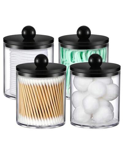 Bộ đựng tăm bông 1/2/4 món - Thích hợp để đựng bông gòn, tăm bông, bông tẩy trang, chỉ nha khoa và nhiều vật dụng khác; Hộp nhựa nhỏ có nắp đậy được thiết kế đặc biệt để sắp xếp đồ dùng trong phòng tắm và trên bàn trang điểm.