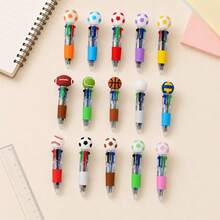 Sports Ball Top 6-Color Retractable Ballpoint Pen, Multicolor Smooth Writing Pen With Soft Grip, Sports Theme Student Stationery For School Supplies, Back To School, Study Notes, Journaling & Classroom Rewards - A - View 9