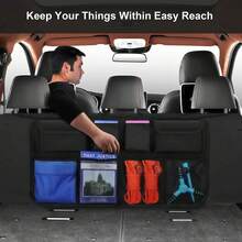 Oxford Cloth Car Trunk Storage Bag, Foldable Backseat Hanging Organizer Bag, Waterproof & Durable Car Seat Back Storage Bag, Suitable For Frequent Family Travel, Easy Installation For Most Vehicle Models - A - View 9