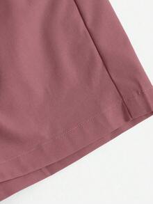 Shorts diarios tejidos de unicolor para mujer, sencillos - Rosa vieja - Ver 4