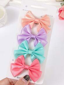 10pcs Random Candy Color 3D Bow Hair Clips, Collegiate Style Solid Color Retro French Side Bangs Clips, Cute Girl Daily & Party Hair Accessories - Multicolor - View 9