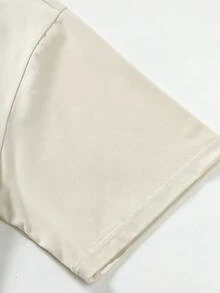 男士夏季休闲复古美式学院风运动宽松黑白撞色领“加州”Polo衫，适合居家、户外、都市、街头、青年场合，简约百搭，品质上乘，可个性化定制 - 卡其色 - 查看 5