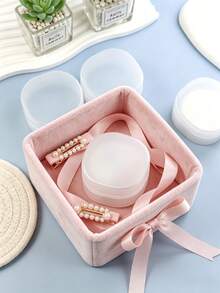 Small Transparent Plastic Round Storage Box - Portable Makeup Pad And Cleaning Product Storage Box, Sealed Travel Design, Suitable For Brushes, Balls, Beads, Etc. Bathroom And Vanity Storage, Makeup Remover Storage Box, Smooth Surface, Transparent Storage Box - Multicolor - View 4