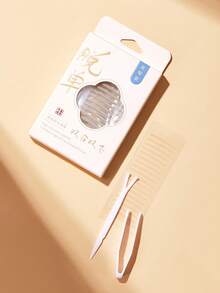 90pcs/Box Invisible Non-Reflective Magnifying Double Eyelid Stickers, Nude Color Lace Texture, Waterproof Sweat-Resistant Long-Lasting Shaping, Suitable For Slightly Swollen Eyes, Makeup Tool - Apricot - View 2