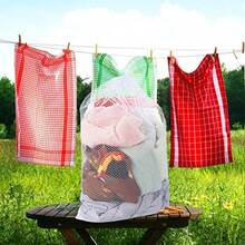 10 Pieces Mesh Bags Drawstring Laundry Bags Large Nylon Mesh Bags Gift Bag Dishwasher Bag with Sliding Drawstring for Kitchen Jewelry Toys Gifts Wedding Favour Home White - Blanco - Ver 8