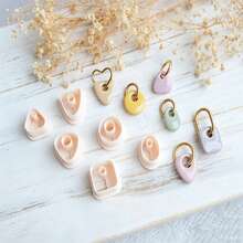 6pcs Geometric Shaped Soft Clay Jewelry Making Molds, Minimalist Design Suitable For Handmade Jewelry, Brooches And Pendants - High Precision Cutting Tools To Create Unique Accessories, Clay Earring Making Molds For Earring Craft Production - Apricot - View 5