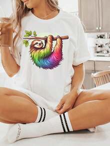 RainB1Ow otro T1S1Hirt, Cute otro diseo T1EE, ColoroS1o otro grfico S1Hirt, Rega1lo para amantes de animales, Adorable otro T1EE de WoM1en, Drtido otro Arte. - Blanco - Ver 2