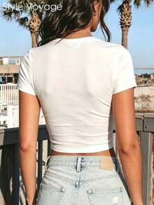 Style Voyage180g Cropped T Shirt Western Rodeo Graphic Print With Horse And Cactus Design For Women Who Love Country And Cowboy Style Casual Wear Perfect For Beach Or Festival Outfits - 白色 - 查看 2