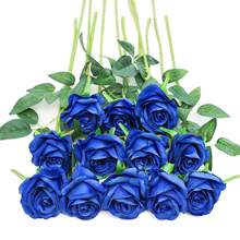 20/40 Peças Rosas Artificiais Azul Safira, Buquê de Flores de Seda com Haste Longa Realista, Adequado para Festa, Casa, Decoração de Mesa de Casamento e Decoração DIY de Escritório - Azul - Visão 1