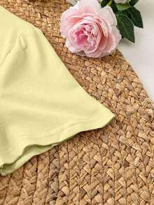 Camiseta casual versátil de mujer con cuello redondo y manga corta con estampado de margaritas - Multicolor - Ver 5