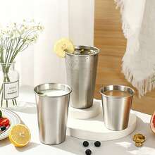 1/3 Piece Stainless Steel Mug - Single-Layer Metal Beer Mug Suitable For Camping And Outdoors - Durable Drinking Cup For Juices, Lemonade, Milk Tea, And Soft Drinks - Restaurant Buffet Commercial Use - Silver - View 7