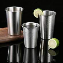 1/3 Piece Stainless Steel Mug - Single-Layer Metal Beer Mug Suitable For Camping And Outdoors - Durable Drinking Cup For Juices, Lemonade, Milk Tea, And Soft Drinks - Restaurant Buffet Commercial Use - Silver - View 14