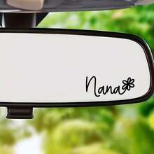 Nana Car Rearview Mirror Stickers Featuring Flower Details, Vinyl Stickers - Durable Self-Adhesive Stickers Suitable For Cars And Trucks, Vinyl Car Window Stickers - A - View 5