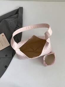2025 Fashion Matte Solid Color Punk Rivet Commuter Tote Bag, Minimalist Niche Underarm Bag, Large Capacity Shoulder Bag - Pink - View 4