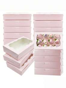 1/5/10pcs - Cookie & Pastry Boxes With Transparent Window, Size: 7 X 4.3 X 1.5 Inches, Kraft Paper Material, Premium Baking Food Gift Boxes, Suitable For Desserts, Weddings, Parties, Christmas, Birthdays - Multicolor - View 1