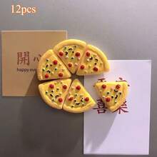 3/6/12pcs Cute Pizza Set Fridge Magnets, Creative Resin Pizza Fridge Magnets, Suitable For Home, Cabinet And Whiteboard Decoration, Room Decoration, Office Decoration - Multicolor - View 9