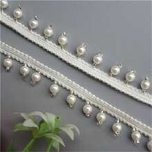 1 Yard/ 3 Yards Ruban de bordure en dentelle à franges de perles de style vintage, largeur 1,5 cm, blanc, garniture de bordure en tissu brodé, applique pour couture, artisanat, robe de mariée, ceinture, coiffe, décoration de vêtements - multicolore - Voir 5