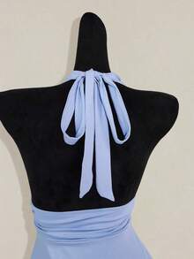 Top de tirantes sin espalda negro tipo babydoll para mujer, diseño de Halloween - Celeste - Ver 9
