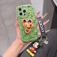 Disney Mickey Mouse Clubhouse Phone Case : 3D Fluffy Pattern Border Protector Phone Soft Phone Case With A Free Cute Mickey Bracelet Chain Lanyard, Mickey, Minnie, Goofy, Donald Duck, Daisy Duck, Pluto, For Apple 17 Promax 17 Pro 16 15 14 13 12 11 Pro Max XS Max X XR Soft Cover Summer Phone Case - trắng - Xem 1