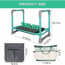 Garden Kneeler And Seat, 2-In-1 Foldable Garden Bench With Non-Slip EVA Foam Pad, Storage Bags, Glove, Portable Gardening Stool For Kneeling & Sitting, Ideal For Gardeners, Patio, Fishing - Default - View 3