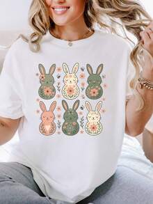 Conejo de Pascua floral T1S1Hirt, Conejo de Primavera Grfico T1EE - Blanco - Ver 2