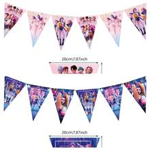 1 Set de Banderines Triangulares con Temática K-POP. Impreso con Patrones de Dibujos Animados de Grupo de Caza de Brujas & Demonios, Ideal para Decoración de Fiestas y Regalos. Estilos & Paquetes Aleatorios. - Multicolor - Ver 4