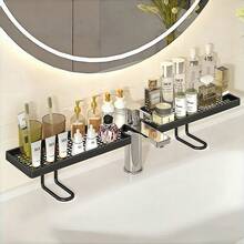 UNIQUEFORYOU 1 Pace Modern Luxury Drill-Free Glue-Free Standing Faucet Storage Rack, Wall-Mounted Bathroom Sink Organizer, Suitable For Washbasin. - White - View 9