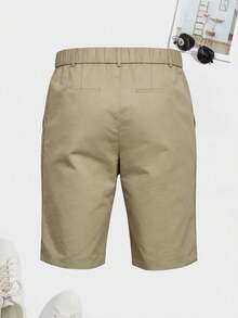 Pantalones cortos casuales delgados para hombres, versátiles para ir al trabajo y salidas en verano - Caqui - Ver 3