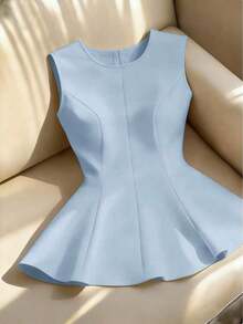 Camiseta de mujer sexy y elegante con estampado de lunares, adecuada para atuendos de primavera/verano - Azul - Ver 8
