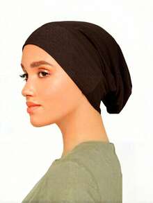 1 pieza Gorro interior de mujer de unicolor de modal de estilo de Oriente Medio, pañuelo de algodón elástico y sedoso, gorro interior pequeño, material grueso, suave y cómodo, adecuado para combinar con pañuelos de uso diario - A - Ver 14