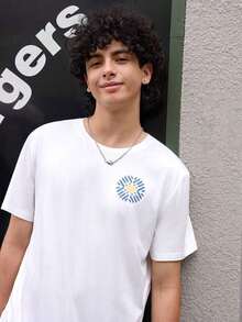Men's Short-Sleeved T-Shirt With A Crew Neck And Graphic Print, From Open Phase. Casual And Versatile Style For Everyday Wear, Slim Fit, American Retro Style, Unisex, Relaxed Fit, Ideal For Summer And Summer Vacation Outfits. - Lightweight. - 白色 - 查看 3