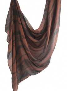 1pc Women's Bohemian Style Watercolor, Marble, Ripple, Tie-Dye Print Scarf Headscarf, Suitable For Daily Wear - Brick Red - View 2