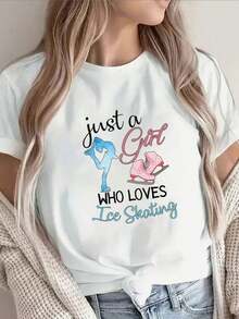 LooseCamiseta de Manga Corta de Poli￩ster para Entusiastas del Patinaje sobre Hielo, con Dise ￱ o de "Just a Who Loves Ice Skating", Perfecta para Uso Casual en Casa o al Aire Libre, Ligera y Duradera, Ideal para Aficionados al Deporte y Actividades DiariasCotton Women's T-shirt, Breathable and Sweat-absorbent Summer Short Sleeve - Blanco - Ver 6