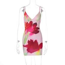 Nueva Llegada Vestido Sin Tirantes Estampado Ajustado Espalda Descubierta - Rosa - Ver 9