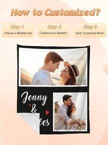1pc Customized Photo Fleece Blanket, Funny | Custom Blankets | Fathers Day Gift |  | Father's Day Gift | Throw Blanket | Customizable Things | Mom Gifts | Dorm Decor, Personalized Fleece Blanket With Family, Pet, Couple Photos, Great Gift For Mother's Day, Father's Day, Valentine's Day, Carnival, Easter, Thanksgiving, April Fool's Day, Back To School, Office Nap, Private Custom Blanket, Holiday Blanket, Breathable, Lightweight ,For Family | - 樣式-2 - 查看 6