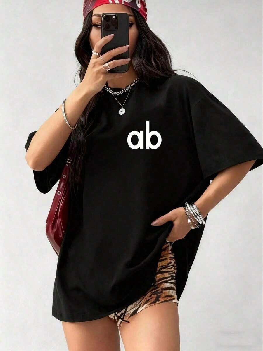 1 Piece Of Women's Short Sleeve Crew Neck T-Shirt, American Vintage Streetwear Style, Casual Daily Wear, Matches Jeans, Shorts, Work Pants Or Skirts, 180g 100% Cotton. - 黑色 - 查看 1