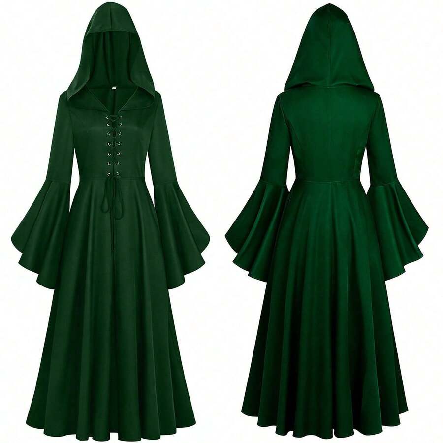 Cosplay Clothing - 251210 Green Bell-sleeve Women's Dress - View 1